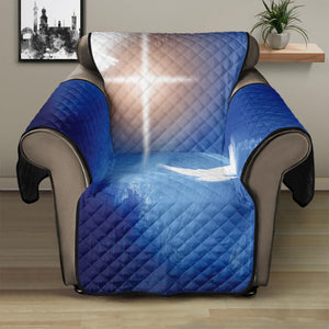 Christian Cross And White Doves Print Recliner Protector