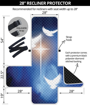 Christian Cross And White Doves Print Recliner Protector