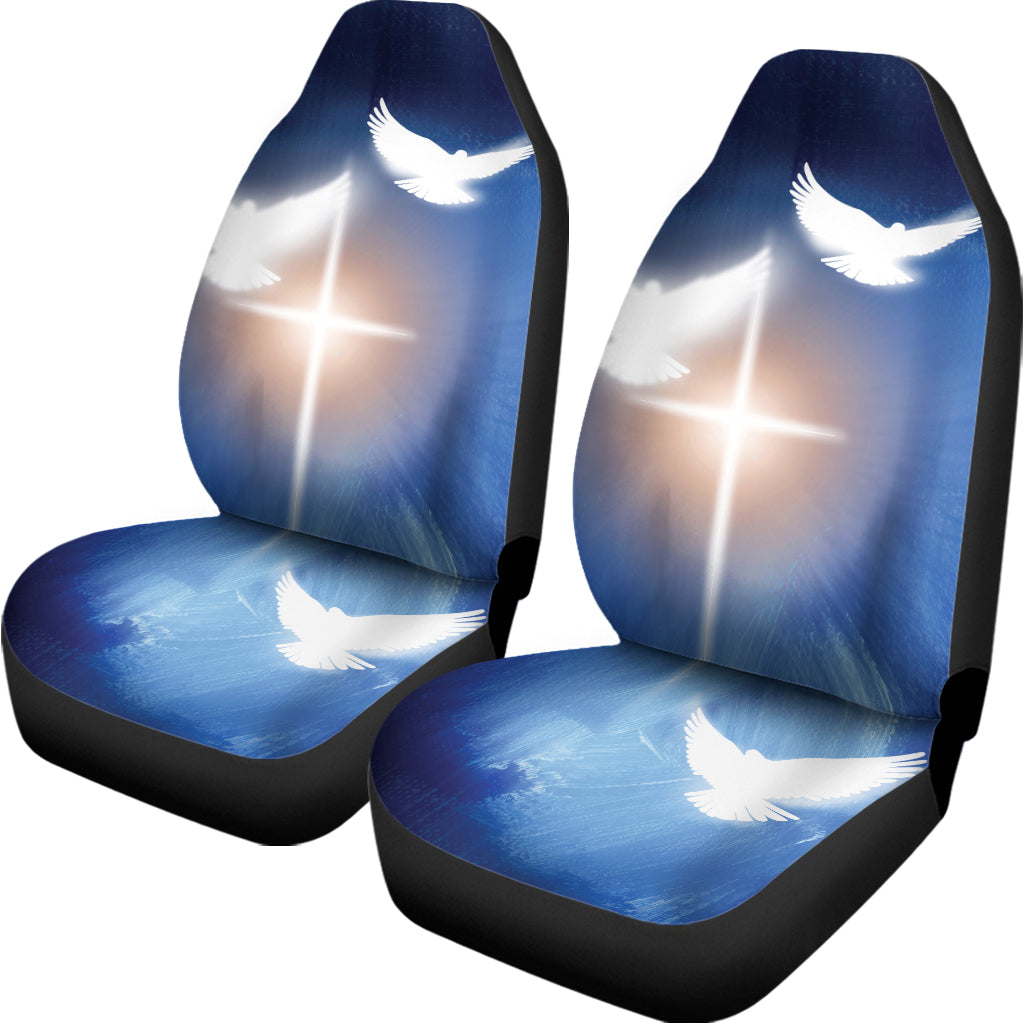 Christian Cross And White Doves Print Universal Fit Car Seat Covers