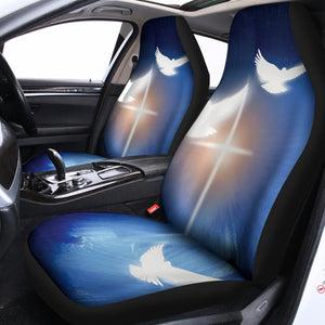 Christian Cross And White Doves Print Universal Fit Car Seat Covers