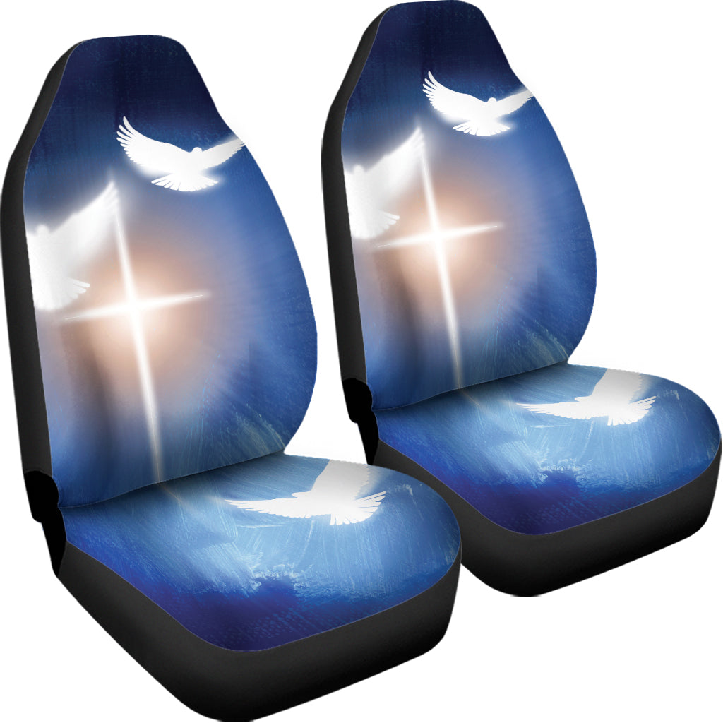 Christian Cross And White Doves Print Universal Fit Car Seat Covers