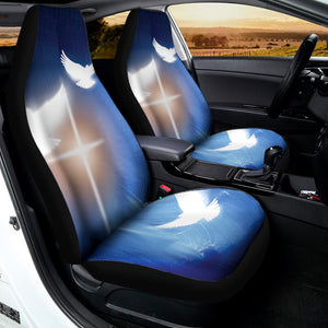 Christian Cross And White Doves Print Universal Fit Car Seat Covers