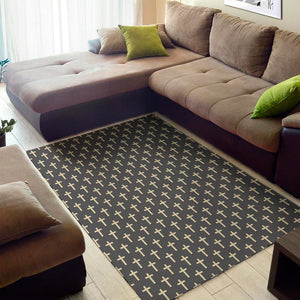 Christian Cross Pattern Print Area Rug