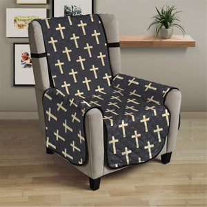 Christian Cross Pattern Print Armchair Protector