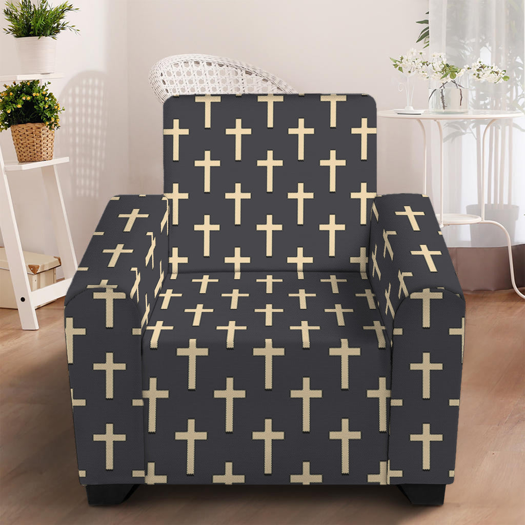 Christian Cross Pattern Print Armchair Slipcover