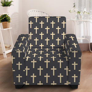 Christian Cross Pattern Print Armchair Slipcover