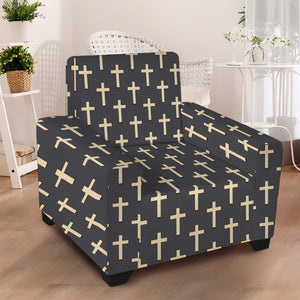 Christian Cross Pattern Print Armchair Slipcover