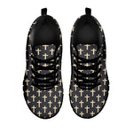 Christian Cross Pattern Print Black Sneakers