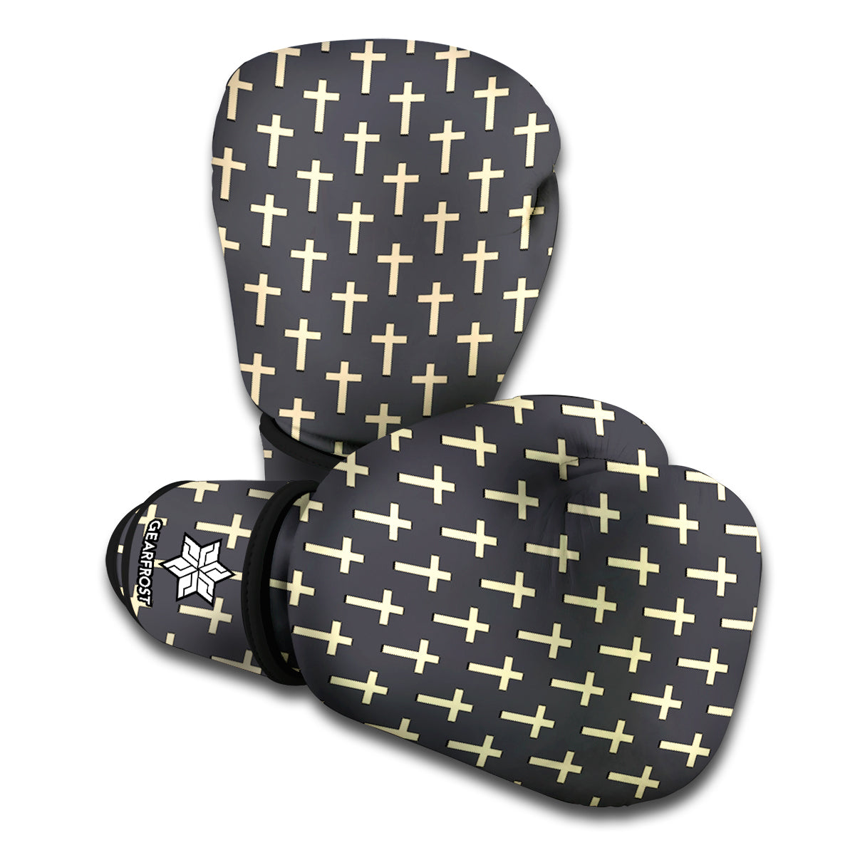 Christian Cross Pattern Print Boxing Gloves