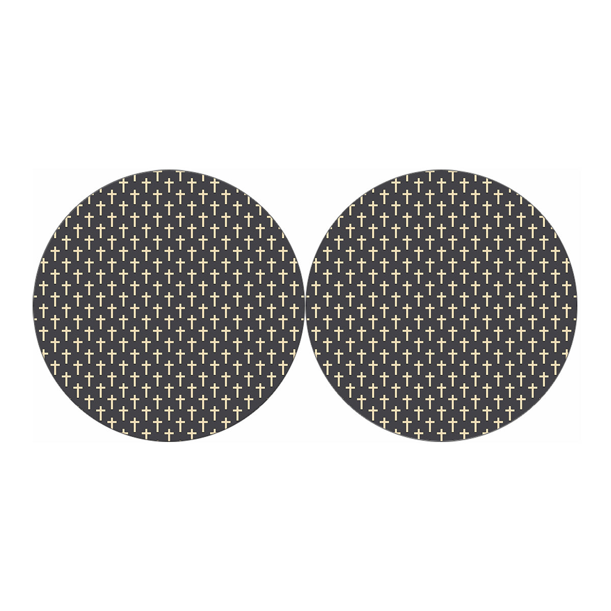 Christian Cross Pattern Print Car Coasters