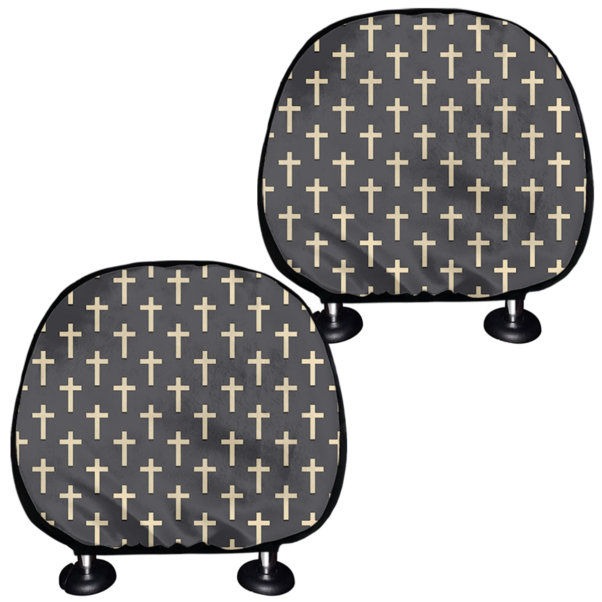 Christian Cross Pattern Print Car Headrest Covers
