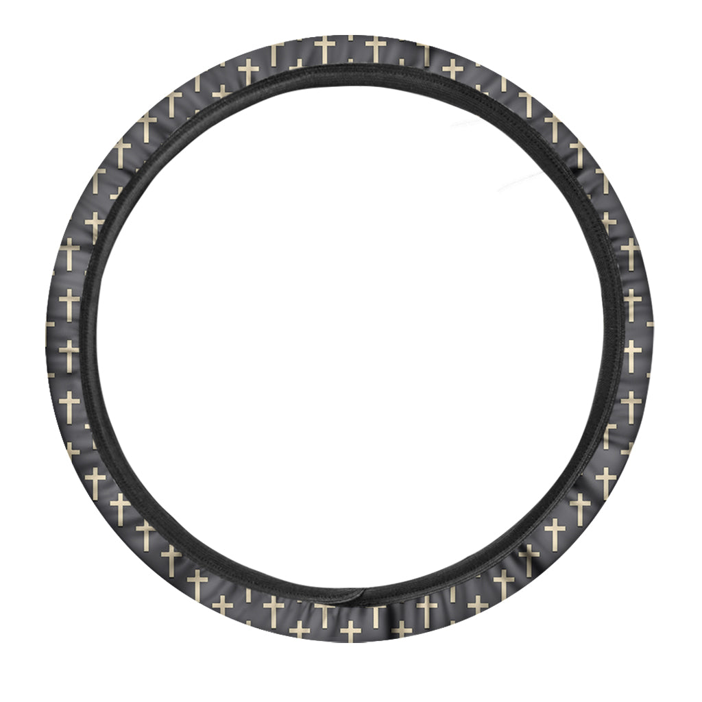 Christian Cross Pattern Print Car Steering Wheel Cover