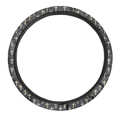 Christian Cross Pattern Print Car Steering Wheel Cover