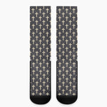 Christian Cross Pattern Print Crew Socks