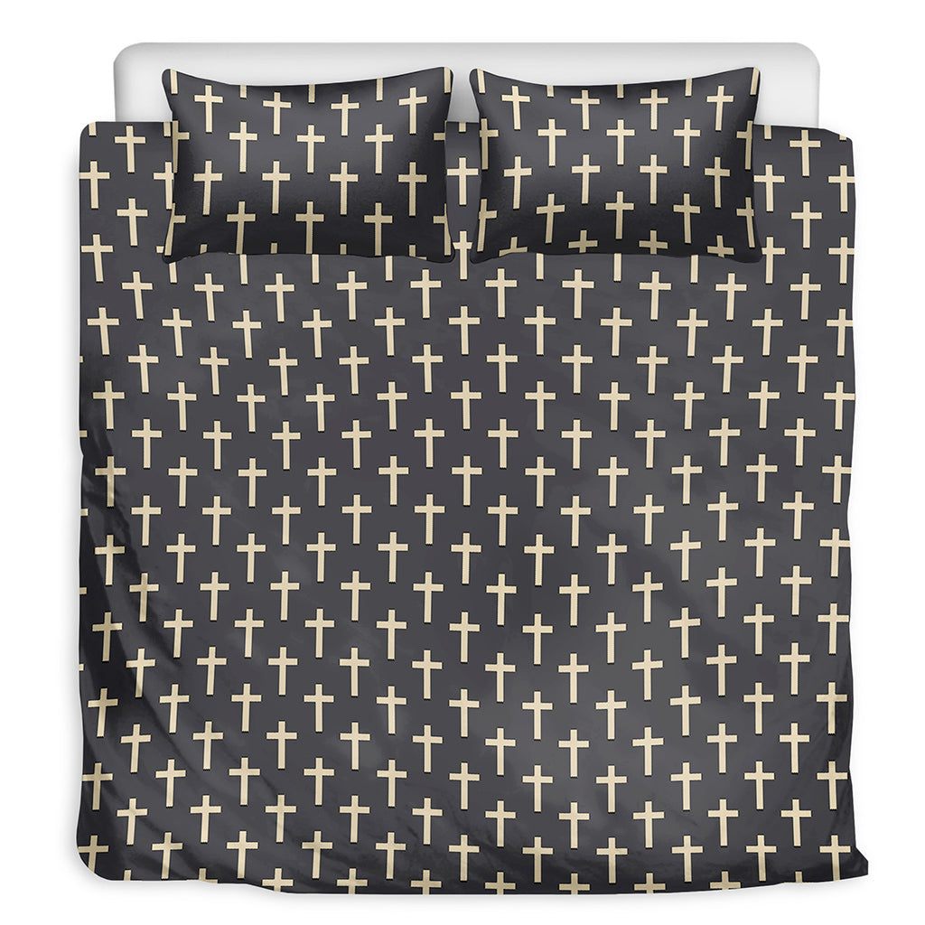 Christian Cross Pattern Print Duvet Cover Bedding Set