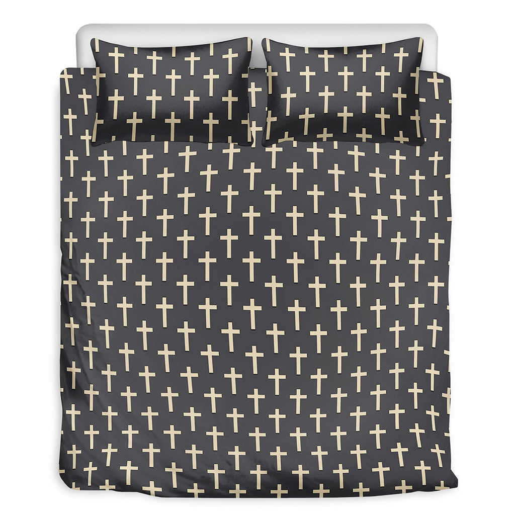 Christian Cross Pattern Print Duvet Cover Bedding Set