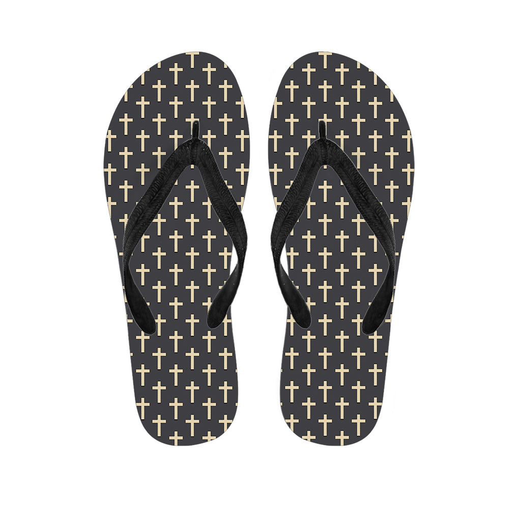 Christian Cross Pattern Print Flip Flops