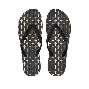 Christian Cross Pattern Print Flip Flops