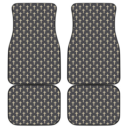 Christian Cross Pattern Print Front and Back Car Floor Mats