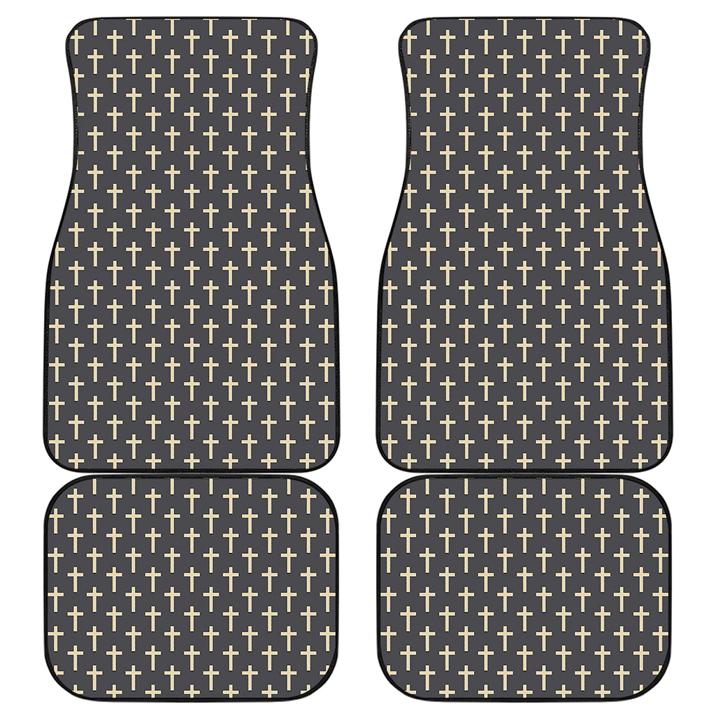 Christian Cross Pattern Print Front and Back Car Floor Mats