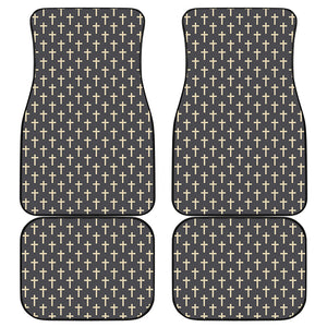 Christian Cross Pattern Print Front and Back Car Floor Mats