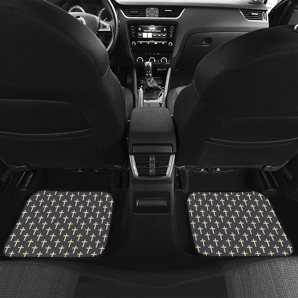 Christian Cross Pattern Print Front and Back Car Floor Mats