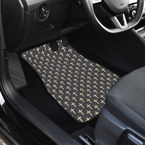 Christian Cross Pattern Print Front and Back Car Floor Mats