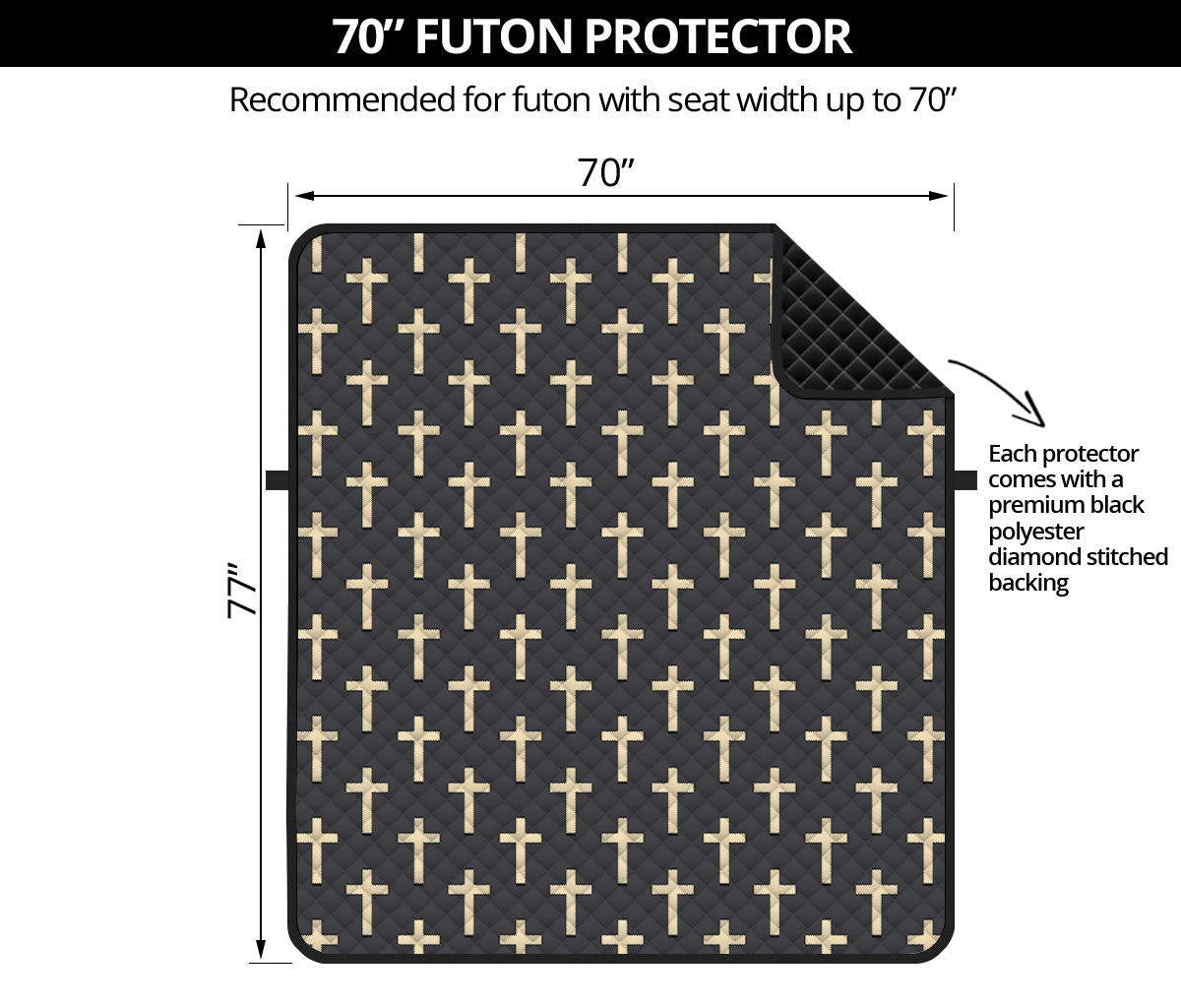 Christian Cross Pattern Print Futon Protector