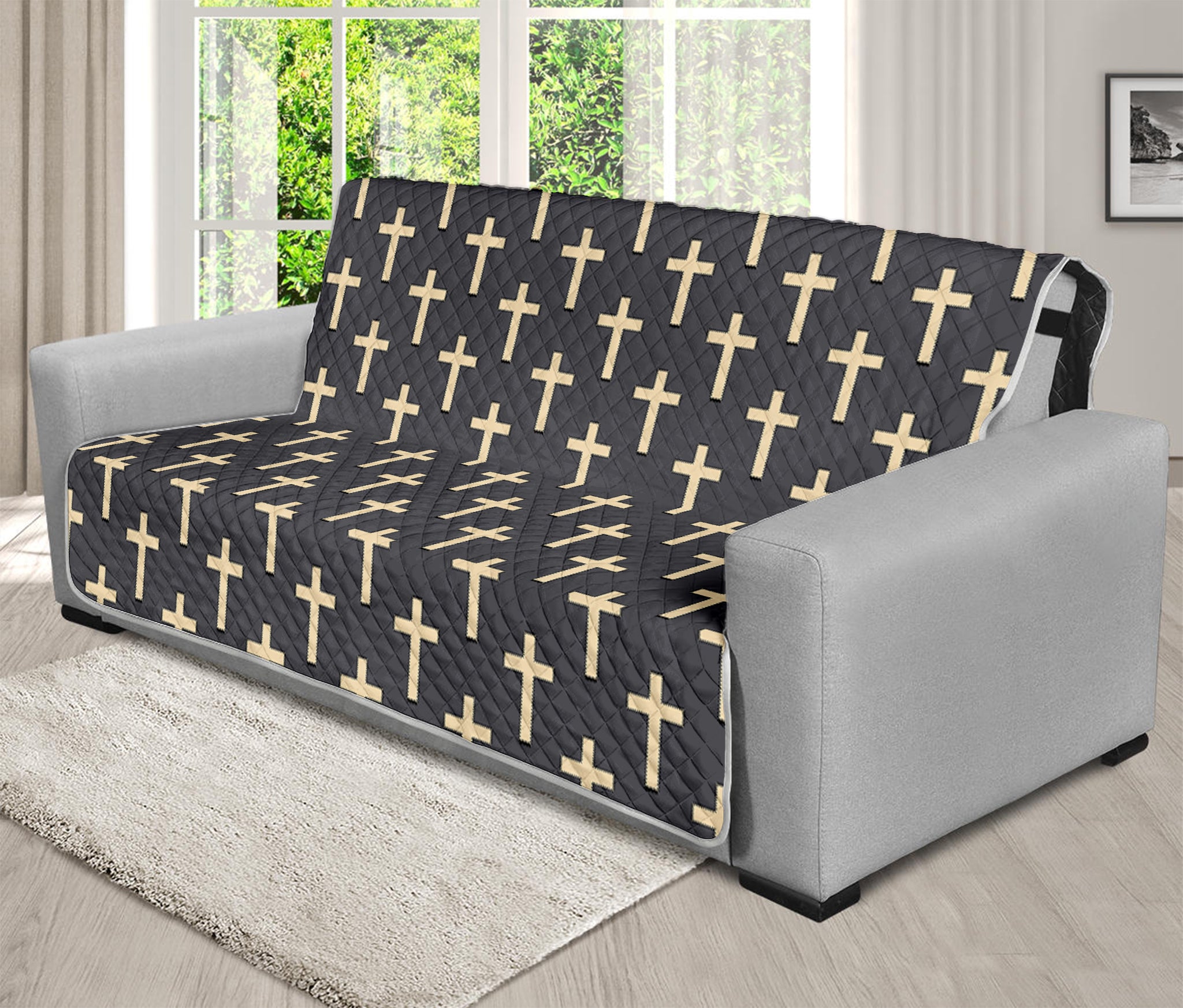 Christian Cross Pattern Print Futon Protector