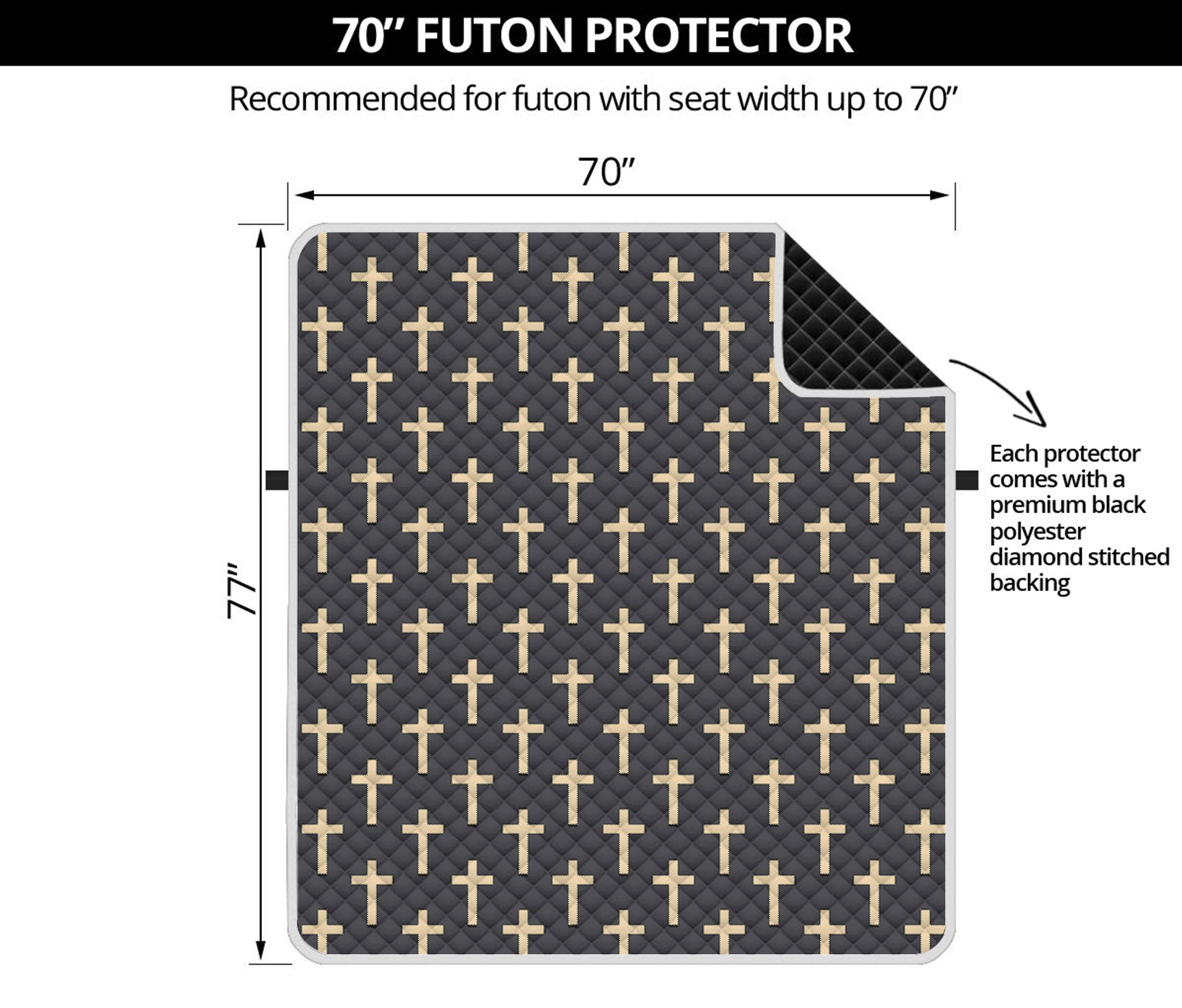 Christian Cross Pattern Print Futon Protector