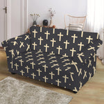 Christian Cross Pattern Print Loveseat Slipcover