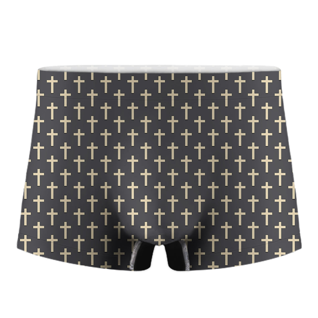 Christian Cross Pattern Print Men's Boxer Briefs