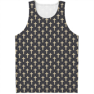 Christian Cross Pattern Print Men's Tank Top