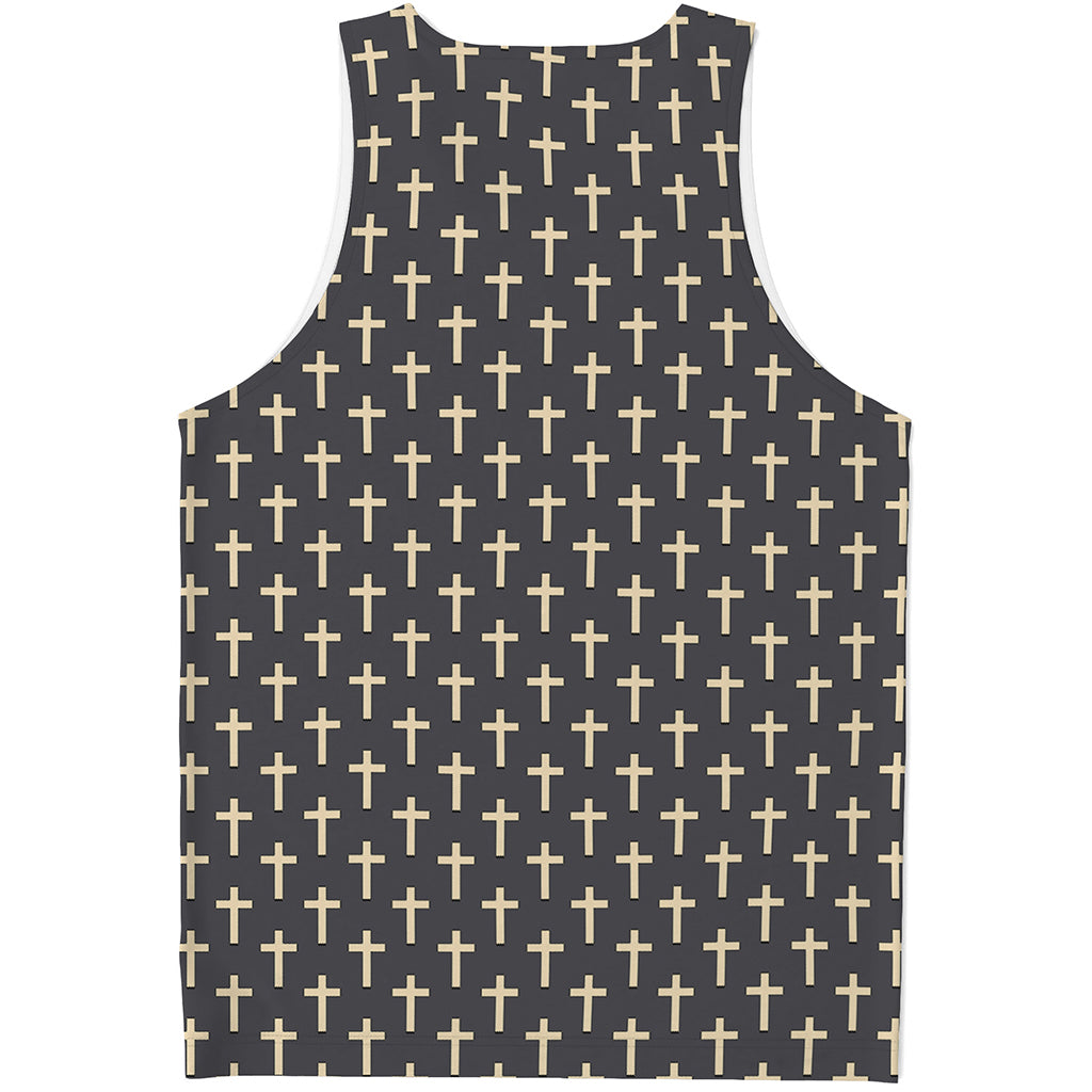 Christian Cross Pattern Print Men's Tank Top