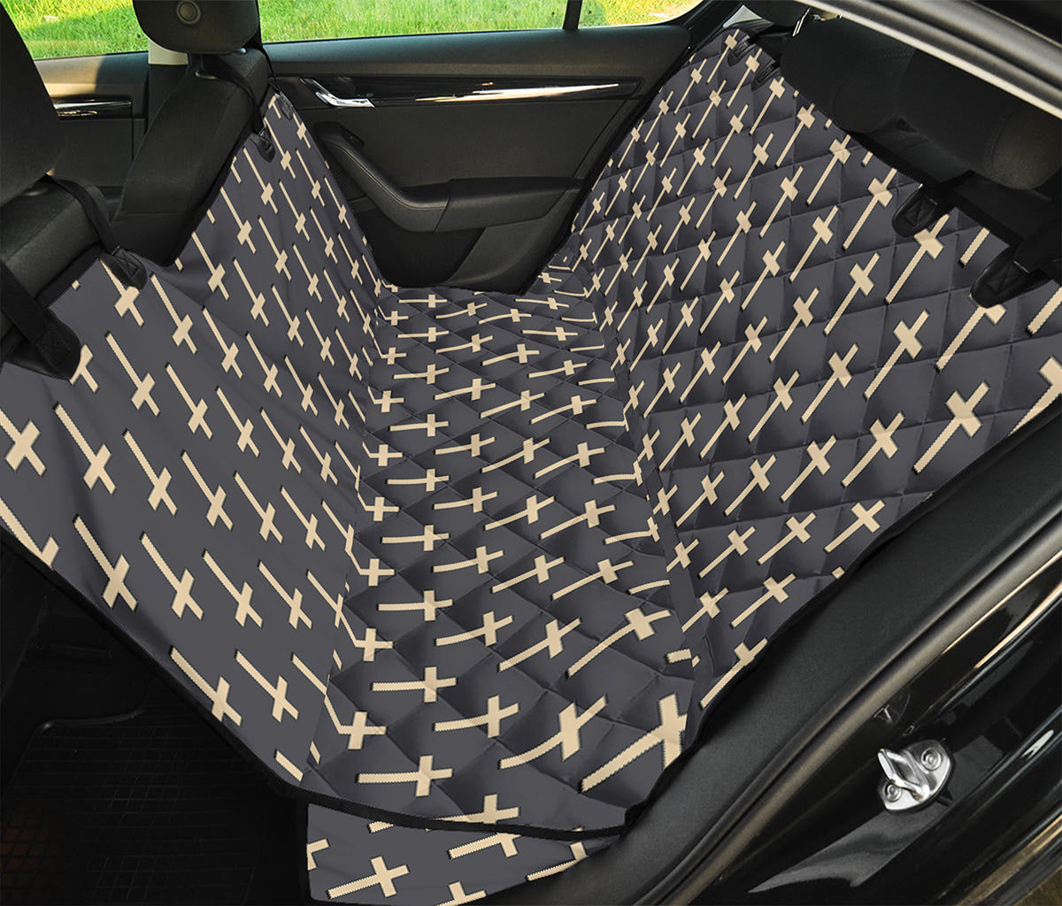 Christian Cross Pattern Print Pet Car Back Seat Cover