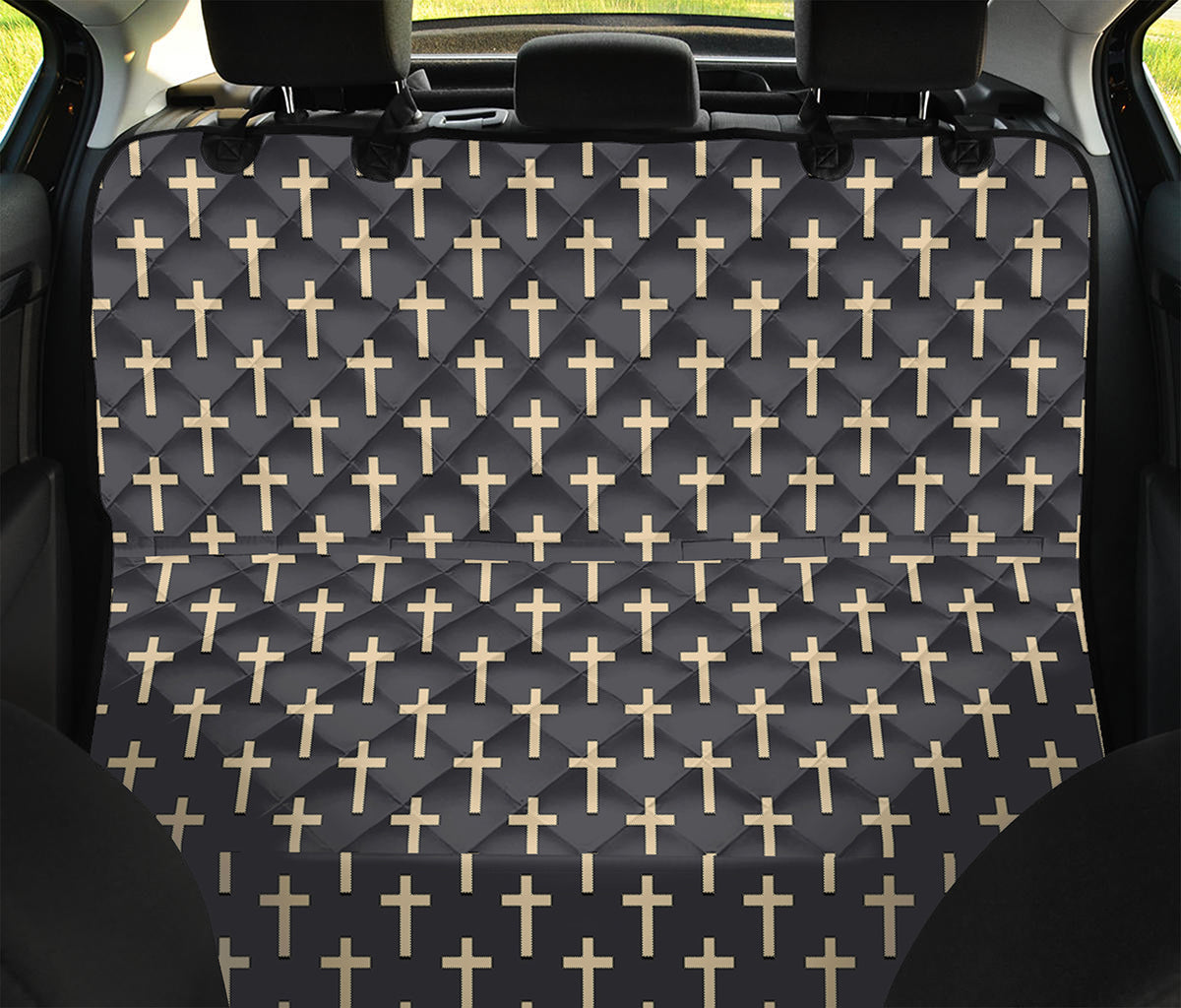 Christian Cross Pattern Print Pet Car Back Seat Cover