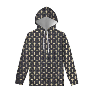 Christian Cross Pattern Print Pullover Hoodie