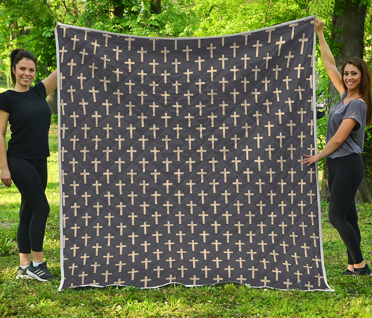 Christian Cross Pattern Print Quilt