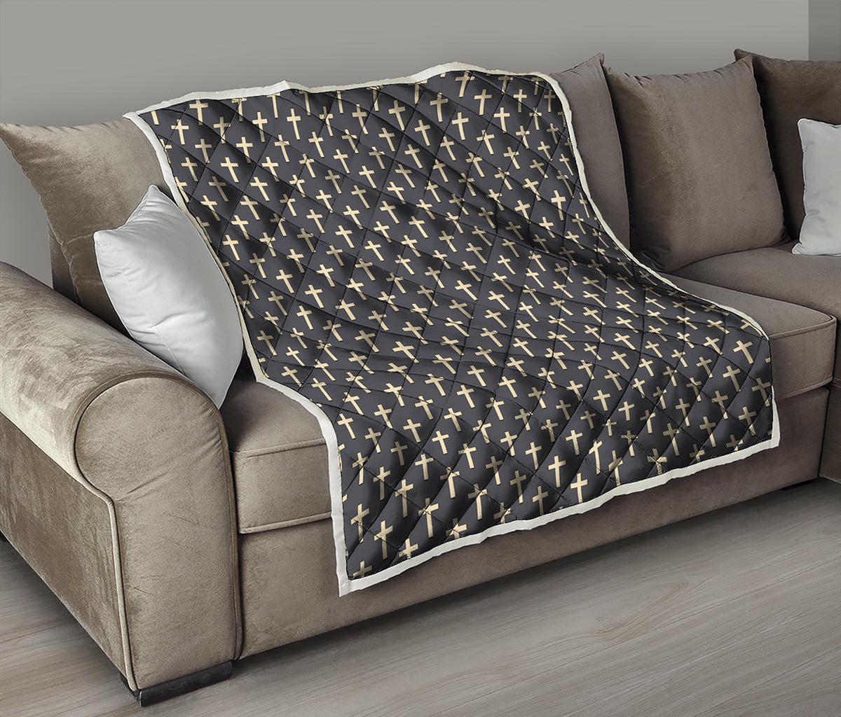 Christian Cross Pattern Print Quilt