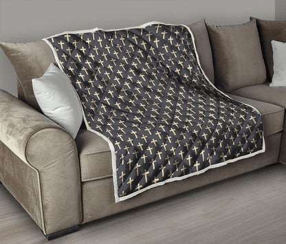 Christian Cross Pattern Print Quilt