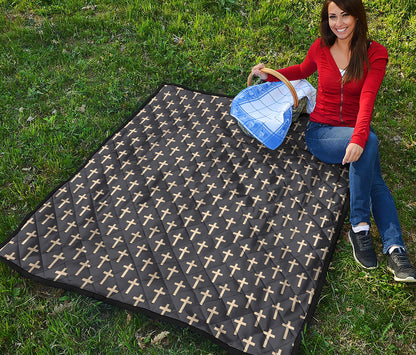 Christian Cross Pattern Print Quilt