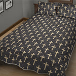 Christian Cross Pattern Print Quilt Bed Set