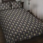 Christian Cross Pattern Print Quilt Bed Set