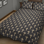 Christian Cross Pattern Print Quilt Bed Set