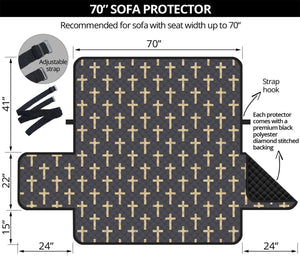 Christian Cross Pattern Print Sofa Protector