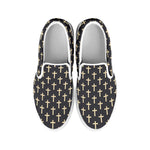 Christian Cross Pattern Print White Slip On Shoes