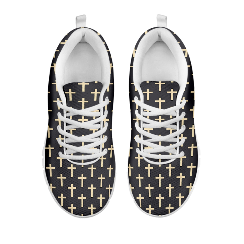 Christian Cross Pattern Print White Sneakers