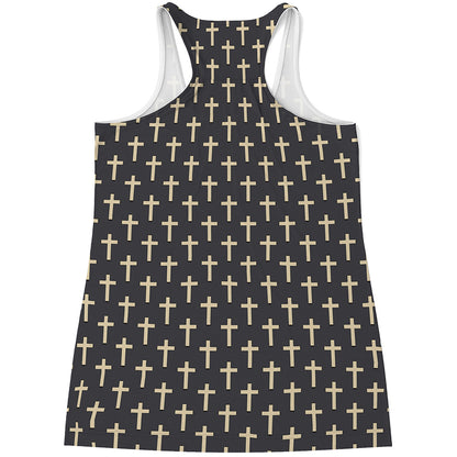 Christian Cross Pattern Print Women's Racerback Tank Top