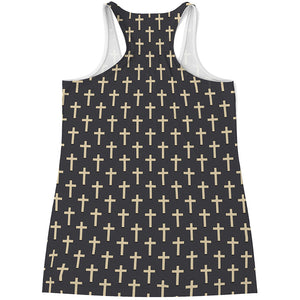 Christian Cross Pattern Print Women's Racerback Tank Top