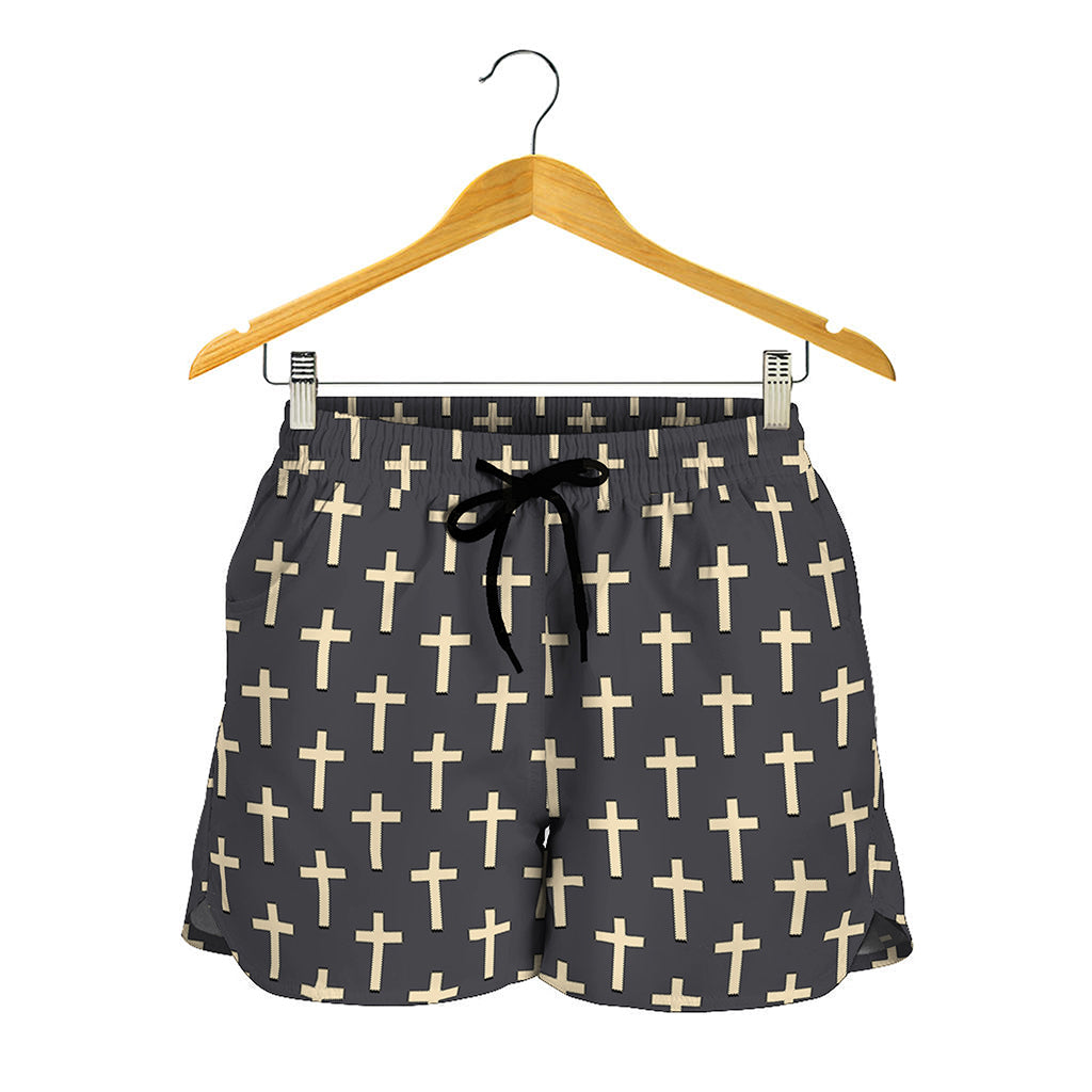 Christian Cross Pattern Print Women's Shorts